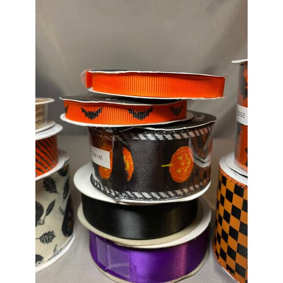 Bulk Ribbon Halloween New 10 Roll Ribbon Halloween  Multiple Sizes - Picture 3 of 5